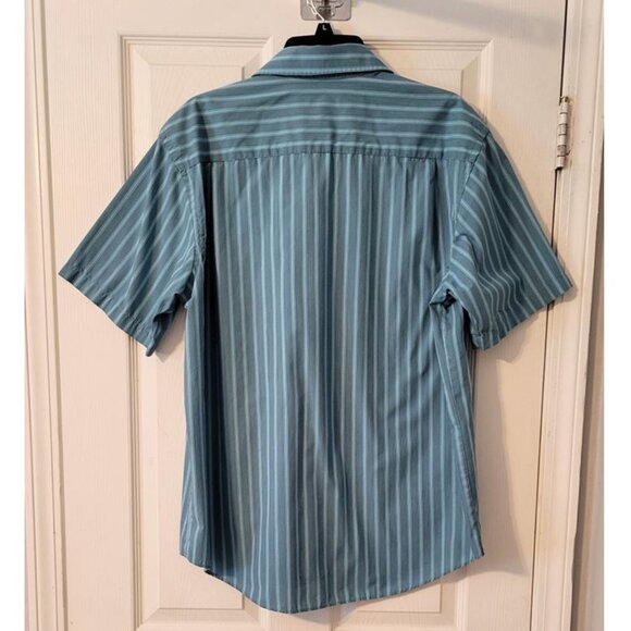 Van Heusen Blue Stripe Mens Short Sleeve SHIRT L - Picture 2 of 3